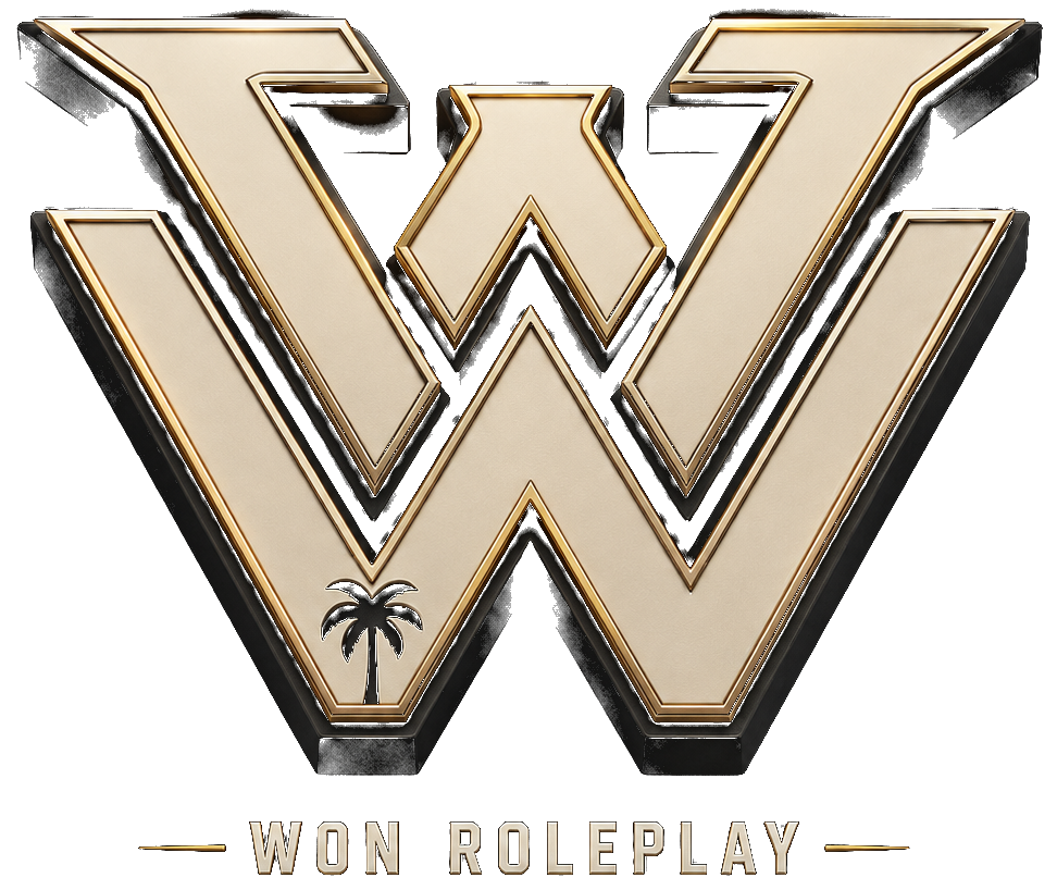 Şeffaf W amblemi ve WON ROLEPLAY yazısı